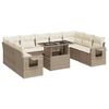 vidaXL 10 pcs conjunto de sof&aacute;s p/ jardim com almofad&otilde;es vime PE bege