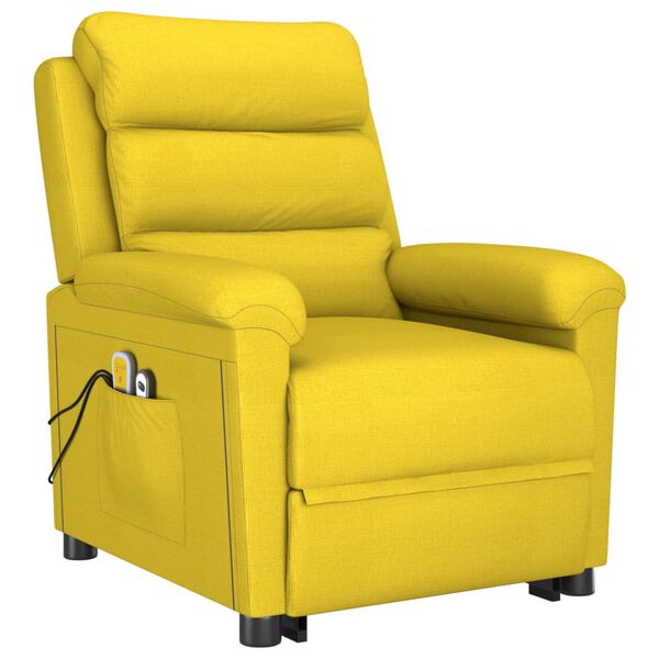 vidaXL Poltrona elevat&oacute;ria de massagens tecido amarelo-claro