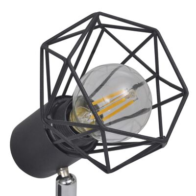 Candeeiro estilo industrial com 2 lâmpadas de filamento LED preto