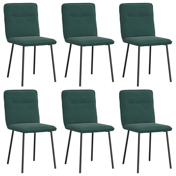 vidaXL Cadeiras de jantar 6 pcs veludo verde-escuro