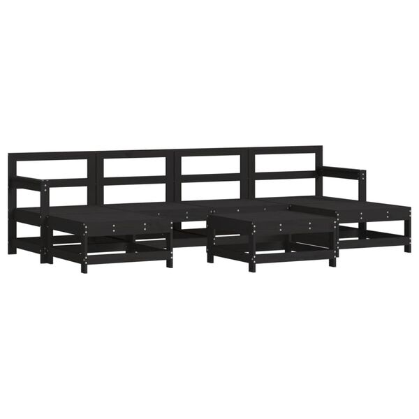 vidaXL 7 pcs conjunto lounge jardim c/ almofad&otilde;es madeira maci&ccedil;a preto