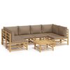 vidaXL 7 pcs conj. lounge jardim bambu c/ almofad&otilde;es cinza-acastanhado