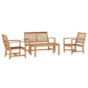 vidaXL Conjunto de Sof&aacute; de Jardim 4 pcs Natural Madeira de Teca S&oacute;lida