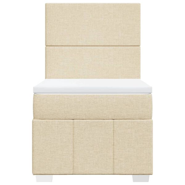 vidaXL Cama com molas/colch&atilde;o 90x200 cm tecido cor cr&egrave;me