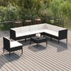 vidaXL 8 pcs conjunto lounge de jardim c/ almofad&otilde;es vime PE preto