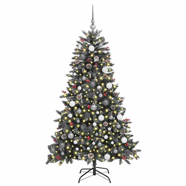 vidaXL &Aacute;rvore de Natal Artificial Verde 180 cm PVC, Pl&aacute;stico e A&ccedil;o