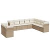 vidaXL 10 pcs conjunto de sof&aacute;s p/ jardim com almofad&otilde;es vime PE bege