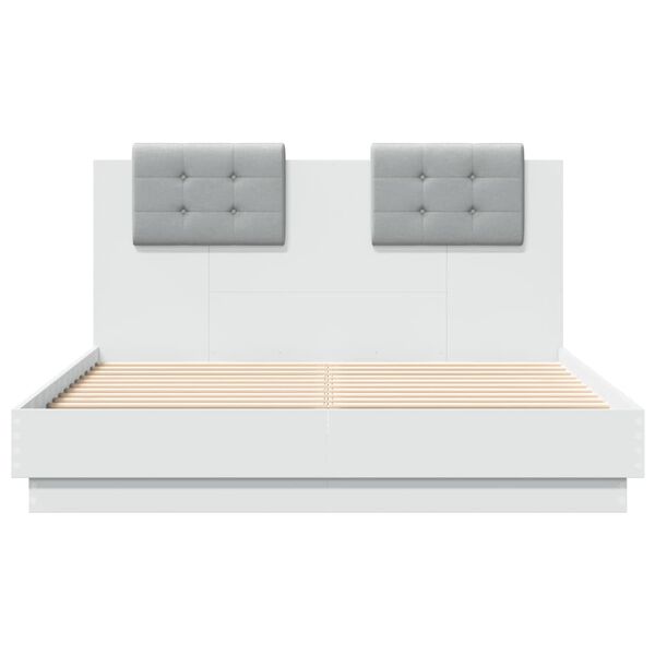 vidaXL Estrutura cama c/ cabeceira 120x190 cm derivados madeira branco