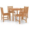 vidaXL Conjunto de jantar de jardim de 5 pe&ccedil;as 80x80 cm madeira de teca maci&ccedil;a