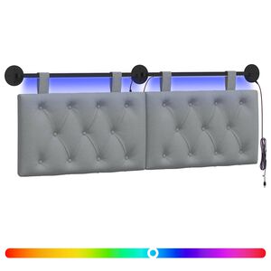 vidaXL Cabeceira suspensa Com luz LED Cinzento-claro Tecido