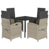 vidaXL 5 pcs conjunto de jantar p/ jardim c/ almofad&otilde;es cinzento claro