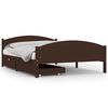 vidaXL Cama com 2 gavetas 140x200 cm pinho maci&ccedil;o castanho-escuro