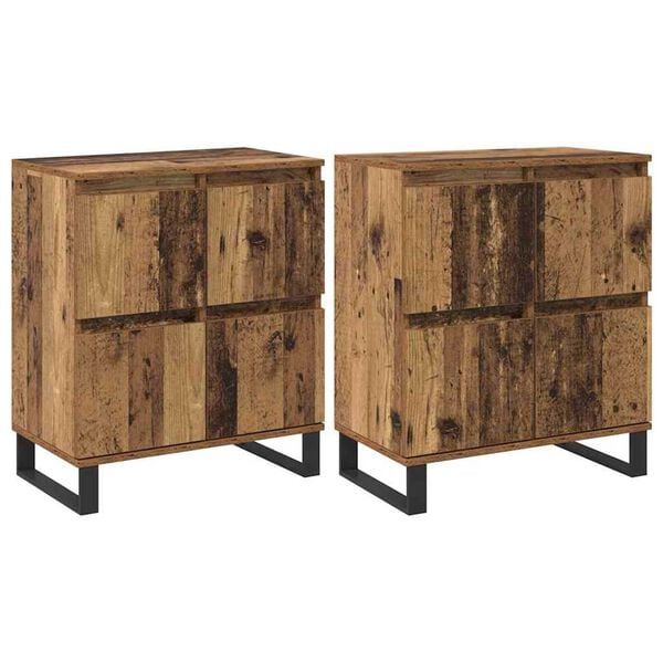 vidaXL Buffet 2 pcs Madeira antiga 60 x 35 x 70 cm