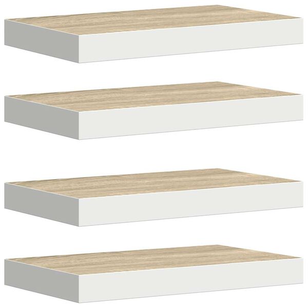 vidaXL Prateleiras de parede 4 pcs 50x23x3,8 cm MDF carvalho e branco