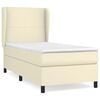 vidaXL Cama com molas/colch&atilde;o 90x200 cm couro artificial cor creme