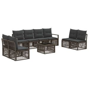 vidaXL Conjunto de Sof&aacute; de Jardim 9 unid. Cinzento vime PE