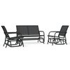 vidaXL 3 pcs conj. lounge oscilante para jardim textilene e a&ccedil;o preto