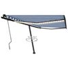 vidaXL Toldo retrátil manual com LED 400x350 cm azul e branco