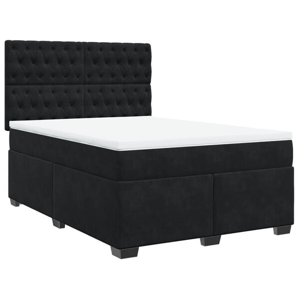 vidaXL Cama com molas/colch&atilde;o 140x190 cm veludo preto