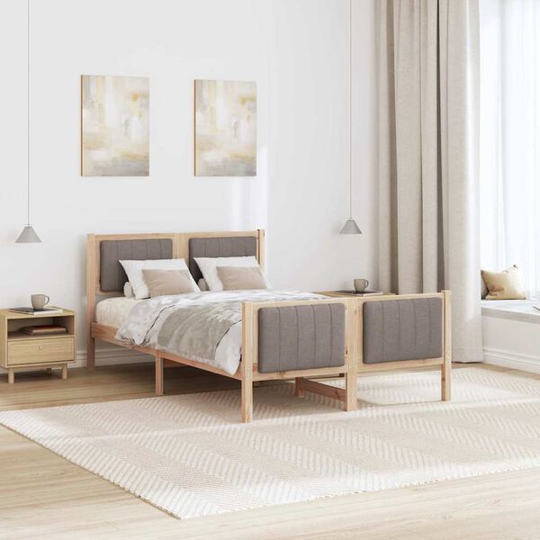 vidaXL Estrutura da cama com cabeceira Marrom e taupe 120 x 200 cm
