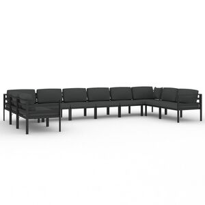 vidaXL 10 pcs conjunto lounge jardim com almofad&otilde;es alum&iacute;nio antracite