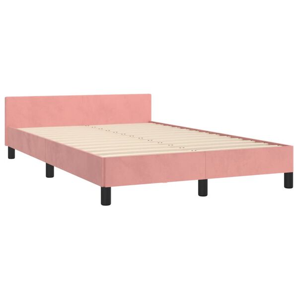 vidaXL Estrutura de cama sem colch&atilde;o 120x190 cm veludo rosa
