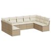 vidaXL 9 pcs conjunto de sof&aacute;s p/ jardim com almofad&otilde;es vime PE bege