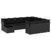 vidaXL 11 pcs conjunto sof&aacute;s de jardim c/ almofad&otilde;es vime PE preto
