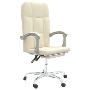 vidaXL Cadeira de escrit&oacute;rio reclin&aacute;vel couro artificial cor creme