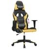 vidaXL Cadeira gaming massagens couro artificial preto e dourado