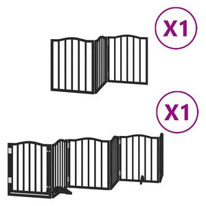 vidaXL Port&atilde;o p/ c&atilde;es com porta dobr&aacute;vel 9 pain&eacute;is 450 cm &aacute;lamo preto