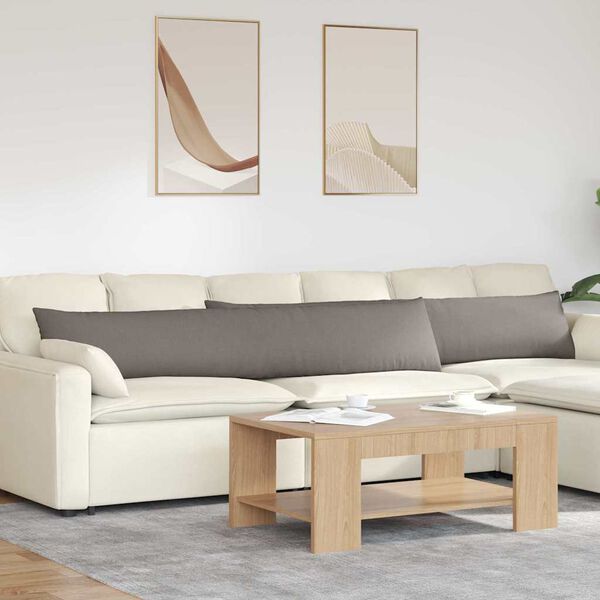 vidaXL Travesseiros de Sof&aacute; 2 pcs Cinzento-acastanhado 200 x 40 cm