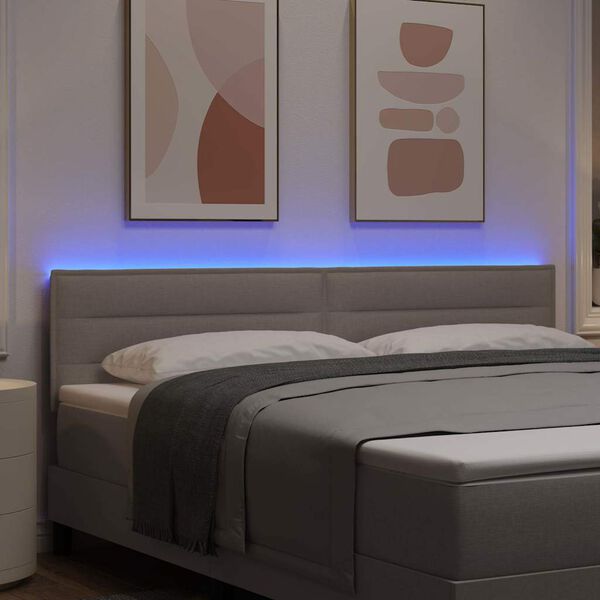 vidaXL Cabeceira LED Manual Cinzento-acastanhado 180 cm Poli&eacute;ster