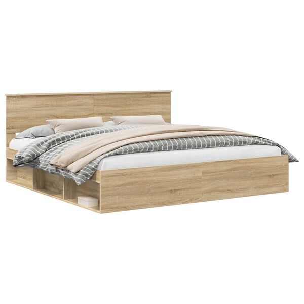 vidaXL Estrutura da Cama com cabeceira Sonoma 200 x 200 cm