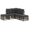 vidaXL Conjunto de Sof&aacute; de Jardim 5 unid. Cinzento vime PE