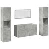 vidaXL 4 pcs conj. m&oacute;veis casa banho derivados madeira cinza cimento