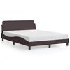 vidaXL Estrutura de cama Dover 140x190 cm tecido castanho-escuro