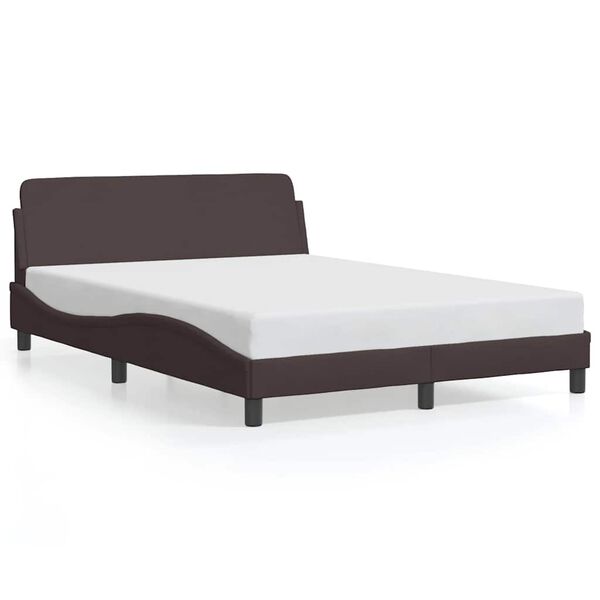 vidaXL Estrutura de cama Dover 140x190 cm tecido castanho-escuro