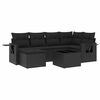 vidaXL 7 pcs conjunto de sof&aacute;s p/ jardim c/ almofad&otilde;es vime PE preto