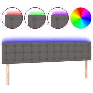 vidaXL Cabeceira cama c/ LED 160x5x78/88cm couro artificial cinzento