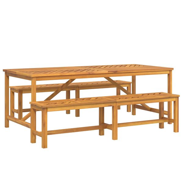 vidaXL Conjunto de Jantar para Jardim 3 pcs Castanho