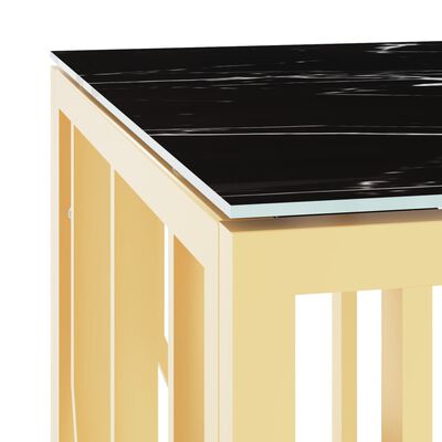 vidaXL Mesa de centro 110x45x45 cm aço inoxidável e vidro dourado