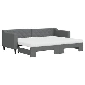 vidaXL Sof&aacute;-cama c/ gavet&atilde;o e colch&otilde;es 80x200cm tecido cinzento-escuro