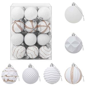 vidaXL Conjunto de Bolas de Natal 36 unid. Branco 6 cm Poliestireno