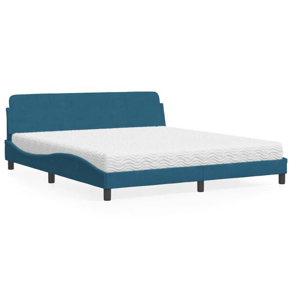 vidaXL Cama com colch&atilde;o Dover 180x200 cm veludo azul