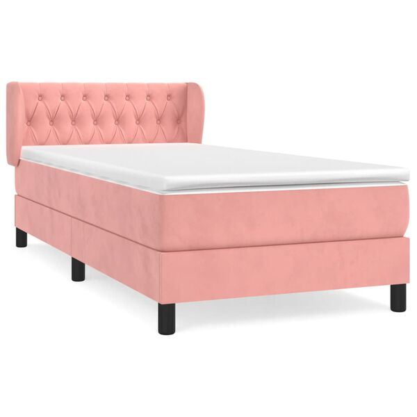 vidaXL Cama com molas/colch&atilde;o 90x190 cm veludo rosa
