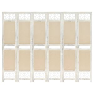 vidaXL Biombo com 6 pain&eacute;is 210x165 cm tecido cor creme