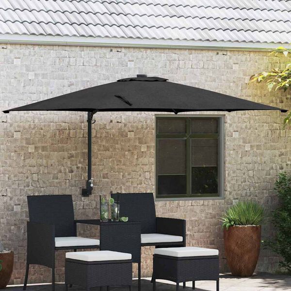 vidaXL Guarda-sol de Jardim Preto e Preto 248,5 x 247,5 x 160 cm