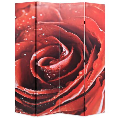 vidaXL Biombo dobrável com estampa de rosa vermelha 160x170 cm
