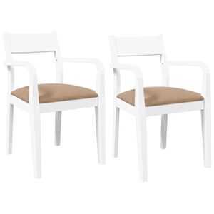 vidaXL Cadeiras de jantar com almofad&otilde;es 2 pcs madeira maci&ccedil;a branco